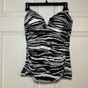 Magicsuit‎ Women’s Zebra Print Halter Tankini Top Size 10